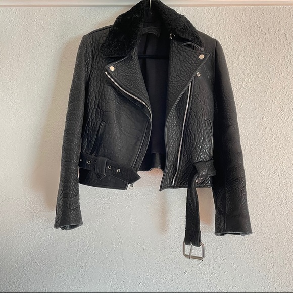 Reformation Trinity leather shearling jacket XS - Picture 3 of 9